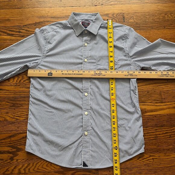 UNTUCKit Blue Shirt Men's M Striped Button Up Nylon Stretch Slim Fit Terzolo - Picture 3 of 6
